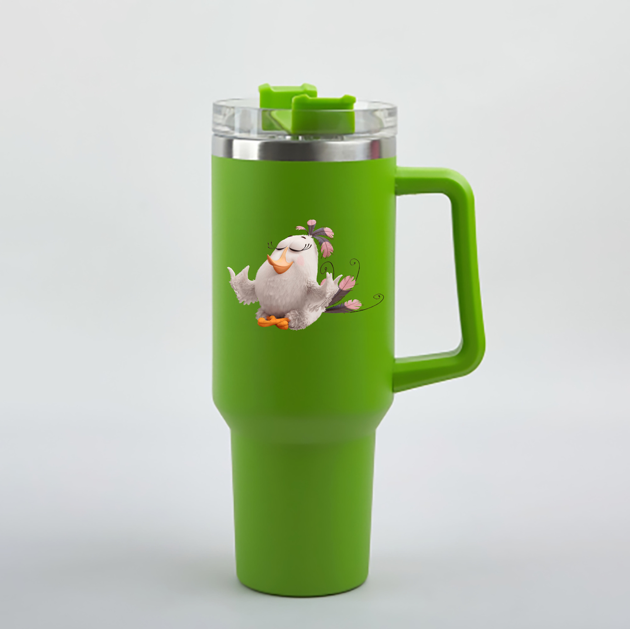 （画像用） Angry Birds アングリーバード 1200mL車用タンブラー - クリスタルステッカー（プラスチックストロー付き）